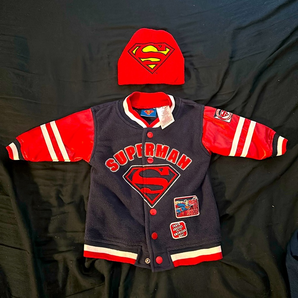 Superman jacket and hat for boys size 12 months